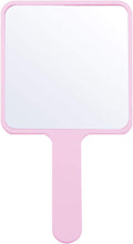 SOLUSTRE Hand Mirror Square Makeup Mirror Handheld Cosmetic Mirror Salon Hairdressing Mirror with Handle, Pink