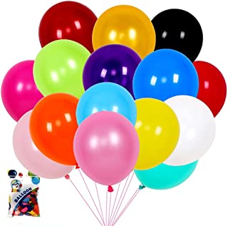 Hrobig Rainbow Balloons 100 Pack , Party Balloon for Helium Or Air Use 100% Natural Latex Ballons 10 Inch 12 Colors , Baloons for Kids Birthday Parties, Weddings, Anniversaries and Celebrations