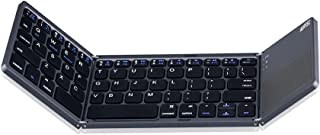 Foldable Bluetooth Keyboard with Touchpad Wireless Touch Keyboard, AURTEC Rechargeable Portable Wireless Mini Keyboard for PC, Tablet, Android, Smartphone - Dark Gray