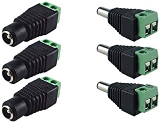 EFISH 5.5mm x 2.1mm DC Power Connector Male Female Screw Terminal Connector 12V CCTV Adaptors Plug for CCTV Camera DVR Security System LED Light (3 Pck)