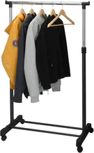 Adjustable Single Mobile Clothes Garment Hanging Rail with Wheels