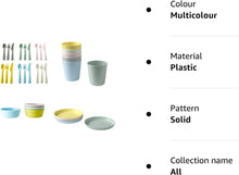 Ikea 36 Pcs Kalas Kids Plastic BPA Flatware, Bowl, Plate, Tumbler Set, Colorful, 1