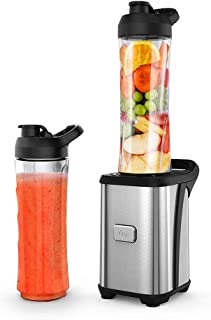 Smoothie Blender 350W, Blender Smoothie Makers and Portable Blender with 2 Tritan Bottles, Personal Blenders for Smoothies with Ice, Milkshake and Baby Food, Easy to Take, Silver, BPA-Free