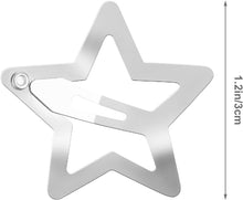 WLLHYF 10 Pieces Metal Star Snap Hair Clips Silver Cute Small Hair Barrettes Non-slip Hollow Out Stars Hairclips for Kids Girls Women Hairpin Lovely Star Headpieces Hair Accessories (Silver)