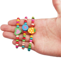 kuou 12Pcs Colourful Wooden Bracelets Set, Party Bag and Stocking Fillers Loot