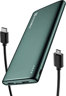 Coolreall Power Bank 10000 mAh, Slim & Light Portable Charger, High-Speed Charging Powerbank Battery Pack with 2 USB Ports Output, USB-C and Micro USB Input, Compatible with iPhone, Samsung, iPad