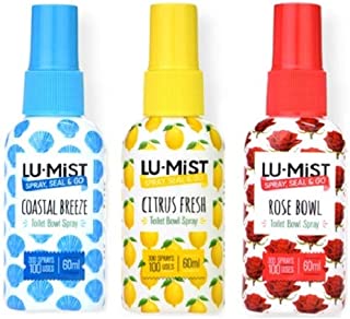 3 x 60ml Lu-Mist Toilet Bowl Spray (Citrus Fresh, Rose Bowl, Coastal Breeze)