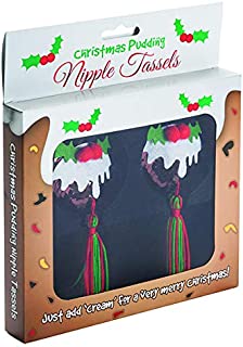 Diabolical Gifts DP0644 Christmas Pudding Nipple Tassels Funny Sexy Secret Santa Gift, Multicoloured