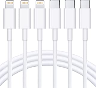 USB C to Lightning Cable 3Pack 6FT/1.8M [MFi Certified] iPhone Fast Charger Cable USB-C Power Delivery Charging Cord for iPhone 14/13/12/12 PRO Max/12 Mini/11/11PRO/XS/Max/XR/X/8/8Plus/iPad, White