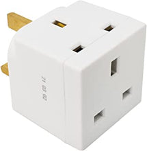 2 Way Double Plug Adaptor - 3 Pin Power Adapter Plug Splitter - 13A Multi Plug Adaptor Extensions - 2 Way Plug Adapter UK - Cube Electric Double Adapter Plug UK - Wall Plug Extension Double Socket