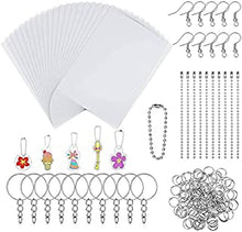 Tony-p 150 Pieces Heat Shrink Plastic Sheet Kit, 20 PCS Shrinky Art Paper with 130 PCS Keychains Accessories, DIY Hand Made Craft Tool for Kids Christmas Gift