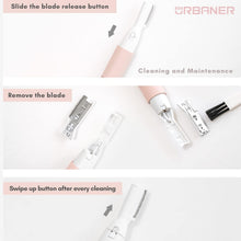 URBANER Electric Eyebrow Trimmer for Women, Small Battery Powered Pen-Shaped Facial Hair Remover, Painless for Face Chin Upper-Lip Neck Peach-Fuzz, MB-052