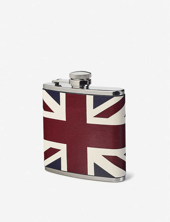 Classic Union Jack leather-bound hip flask 5oz