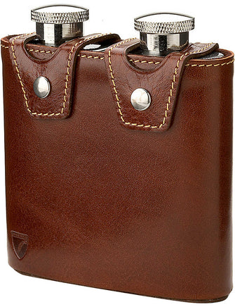 Double leather hip flask