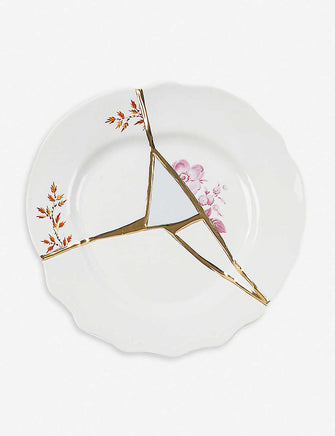 Kintsugi N1 porcelain and 24ct gold fruit plate 21cm