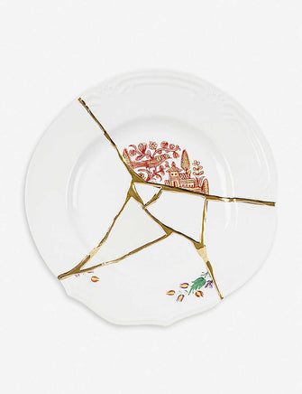 Kintsugi N1 porcelain and 24ct gold dinner plate 27cm