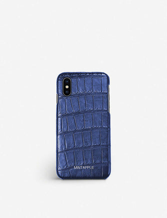 Alligator-effect leather iPhone X case