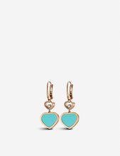 Happy Hearts 18ct rose-gold, diamond and turquoise earrings