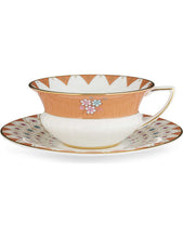 Wonderlust Peony Diamond teacup and saucer set