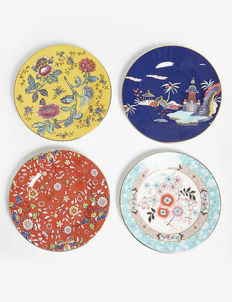 Wonderlust set of four printed china plates