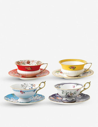 Wonderlust set of four teacups and saucers