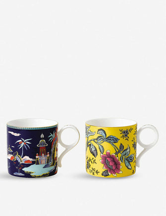 Wonderlust floral bone china mugs set of two