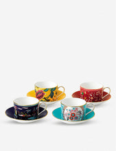 Wonderlust floral-print bone-china teacup and saucers set of four