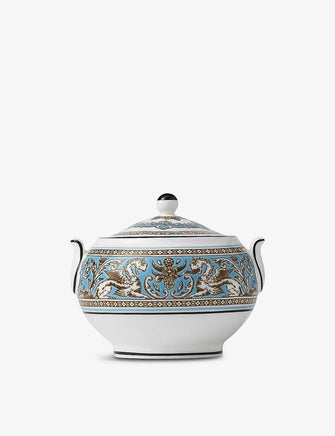 Florentine Turquoise bone-china sugar bowl 10cm