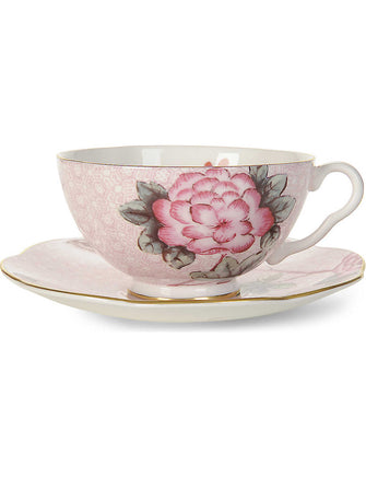 Cuckoo teacup and saucer pink