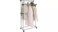 Heavy Duty Double Clothes Rail - Black & Chrome