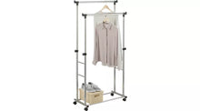 Heavy Duty Double Clothes Rail - Black & Chrome