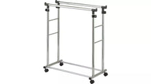 Heavy Duty Double Clothes Rail - Black & Chrome