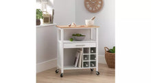 Wooden Kitchen Trolley with Wine Rack - White