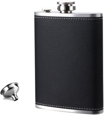 Hip Flask 8 Oz with Alcohol Flask Funnel, Stainless Steel Pocket Hip Flask, Alcohol Flask for Whiskey, Rum, Vodka, Fit for Hiking and Party (Black)