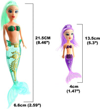 7 Piece Bath Time 3 Mermaid Princess Dolls with Bright Long Hair and Accessories, Boys and Girls Ocean Theme Waterproof Toys, Ideal for Bath, Pool, Water, Beach Pretend Fun Play (1 Set, 3 Mermaids)