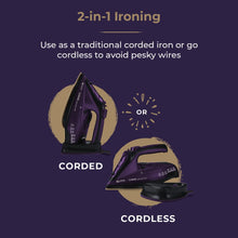 Tower T22008 CeraGlide Cordless Steam Iron with Ceramic Soleplate and Variable Steam Function, Purple