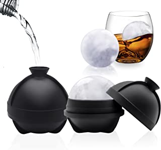 2 Pcs Whiskey Ice Ball Maker Mould Food Grade Silicone - Round Ice Cube Moulds - Heat Tolerant & Leak Proof - Perfect with Whiskey, Gin, Negroni & Cocktails by CRYPTOHOME