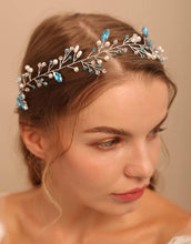 BERYUAN Women Pearl Wreath Light Blue Crystal Hair Vine Rhinestone Wedding Hair Accessory Gift for Her Party Headpiece for Bride Bridesmaid Girls