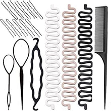 Hair Braiding Kit, Include 1 set of Topsy Hair Tail Tools, 3pcs Hair Braid French Centipede Braiders, 1pcs Plastic Bun Maker, 10pcs U Shaped Hair Pins and 1pcs Hair Comb for Women Girls by RuiChy