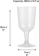 MATANA - 48 Pack Multi-use Clear Plastic Wine Glasses for Garden Wedding Anniversary and Birthday Party - 180ml