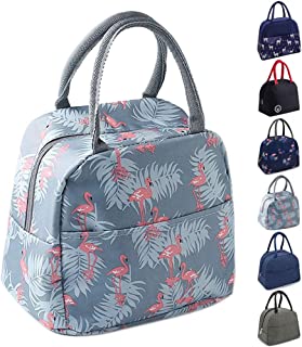 TOPSEFU Lunch Bag Tote Bag for Women Wide Open Insulated Cooler Bag Water-Resistant Thermal Leak-Proof Lunch Organizer for Men Girls Children Outdoor Picnic Work (Flamingo)