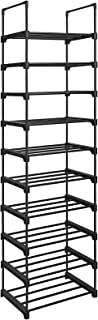 SONGMICS Shoe Rack, 10-Tier Metal Shoe Storage Organizer, Customizable Design, Space-Saving and Versatile Rack, for Living Room, Bedroom, 45 x 30 x 174 cm, Black LSA25BK