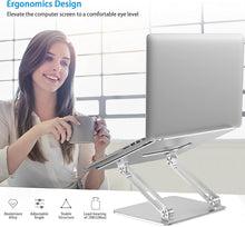 BoYata Laptop Stand, Ergonomic Aluminum Height Adjustable Laptop Mount Computer Stand Riser for Desk Compatible for MacBook Pro/Air, Surface, Samsung, Notebook Laptops (10-17'')(Silver)