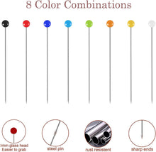 Glass Head Pins,Sewing Pins 250 Pieces Dressmaking Pins Coloured Heads Quilting Pins Fabric Pins Dress Making Pins with Multicolor Glass Ball Head for Dressmaking, Quilting, Crafts