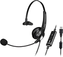 USB Headset with Microphone Noise Cancelling & Audio Controls, Wideband PC Headphone for Business UC Skype Lync Softphone Call Center Office Computer, Clearer Voice, Super Light, Ultra Comfort