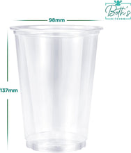 Beth's Kitchen Plastic Cups  Pack of 50. Strong, Heavy Duty, Clear Disposable Glasses, Perfect for Pubs, Parties & Picnics, & for Drinking Beer, Juices, & Water (Full-Pint (600ml))