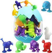 GZZCHH Suction Toys,12 Pcs Silicone Sucker Toys Kids Bath Toys Sensory Toys Gifts for 3 4 5 6 7 Year Old Boys Girls,Stress Release Toys Travel Toys Suction Cup Toys with Eggshell Storage