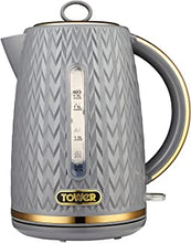 Tower T10052GRY Empire Rapid Boil Kettle with Removable Filter, 3000W, Grey and Brass