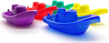 5 Pack Educational Baby Bath Time Stackable Floating Boats Bright Coloured Boats Dual Use Inter Connectable Linking to Create CHO CHO Train, Scooping and Pouring Help Develop Fine Motor Skills