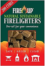 FIRE UP Natural Sustainable Firelighters – Perfect for lighting BBQs, fireplaces, and open fires - FSC Certified and Co2 Neutral – NO palm oil (Pack of 200)